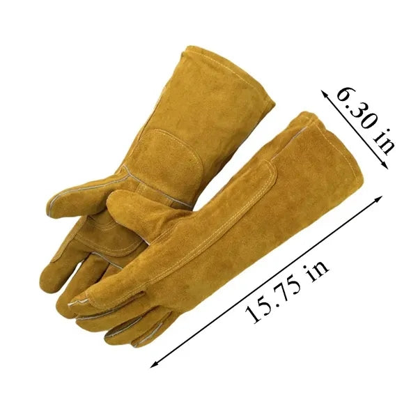 Heat Resistant Fireproof Leather Welding Fireplace Gloves