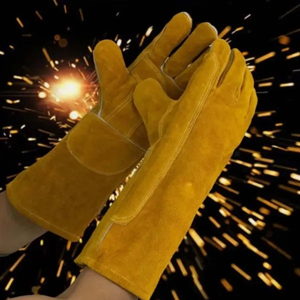 Heat Resistant Fireproof Leather Welding Fireplace Gloves