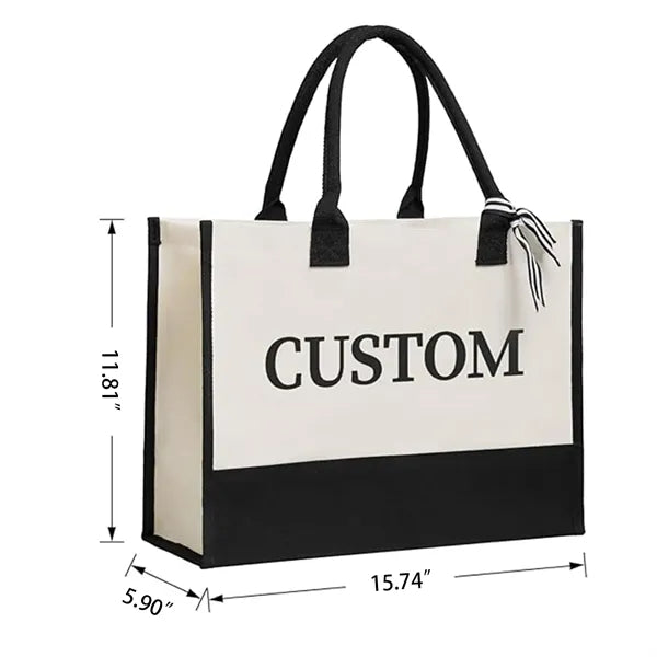 Canvas Beach Tote Bag Initial Classic Present Personalized