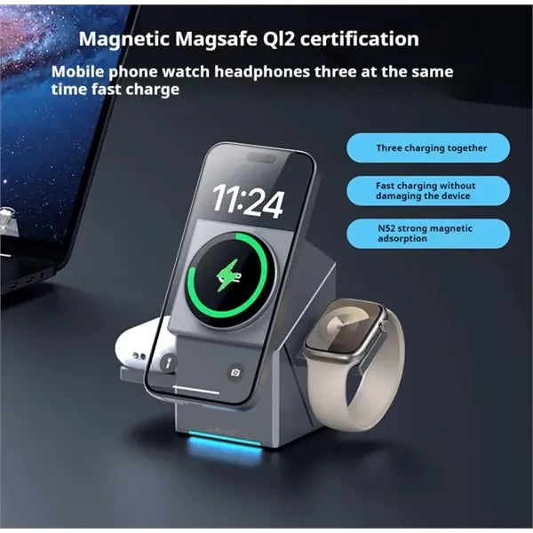 3-in-1 Wireless Charger 15W Magnetic Fast charge