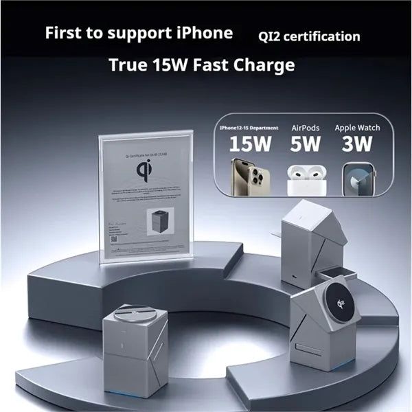 3-in-1 Wireless Charger 15W Magnetic Fast charge