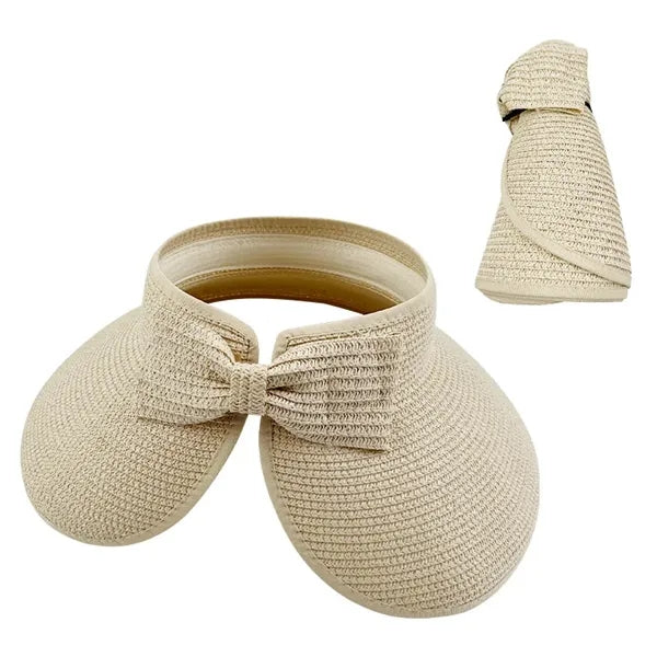Foldable Straw Hat With Wide Brim For Sun Protection