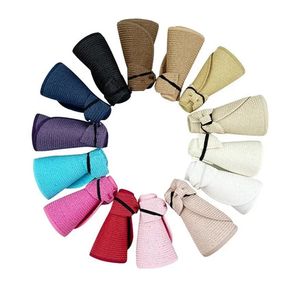 Foldable Straw Hat With Wide Brim For Sun Protection