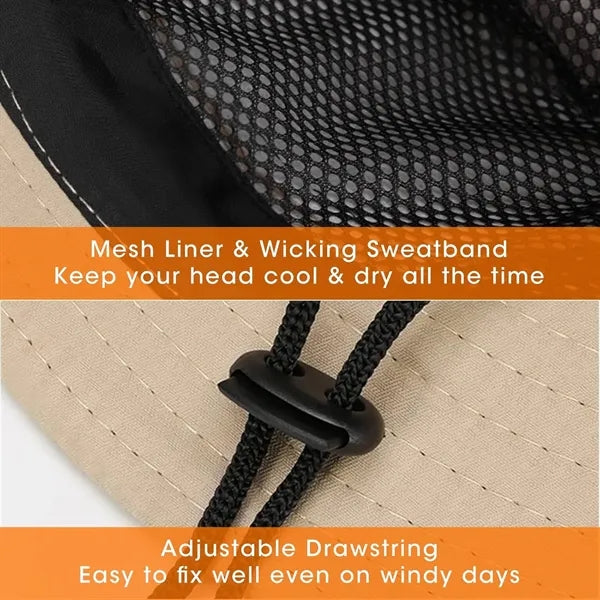 Fishing Hat with Wide Brim Cooling Mesh
