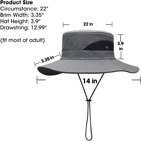 Fishing Hat with Wide Brim Cooling Mesh