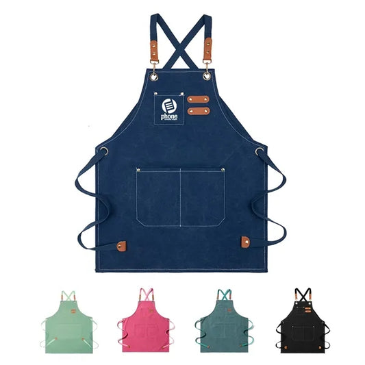 Cotton Canvas Cross Apron Large Pockets