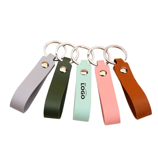Striped Leather Keychain Business Gifts Customized Logo