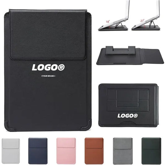 Laptop Sleeve Case Leather Bag Adjustable Stand Portable