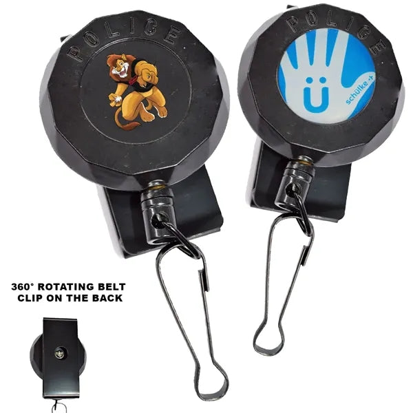 Heavy Duty Engraved Badge Reel w/ Keyring