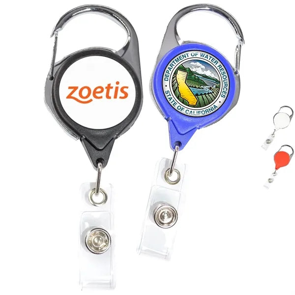 No-twist Carabiner Badge Reel w/ Belt Clip