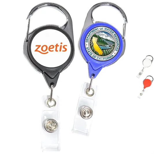 No-twist Carabiner Badge Reel w/ Belt Clip