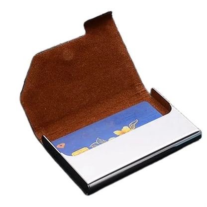 Business Card Holder Case Leather Metal Pocket Magnetic Shut