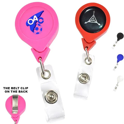 No-Twist Retractable Round Badge Reel w/ Belt Clip