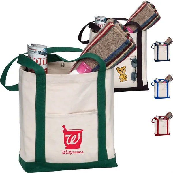 Boat Tote Bag w/ Contrasting Handles & Snap Closure 18 oz.