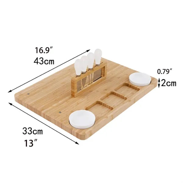 Large Charcuterie Bamboo Cheese Board Knife Set