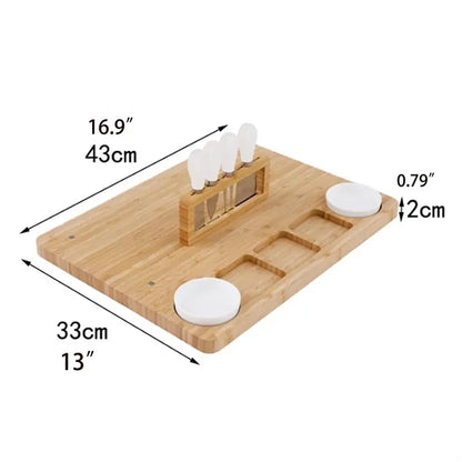 Large Charcuterie Bamboo Cheese Board Knife Set
