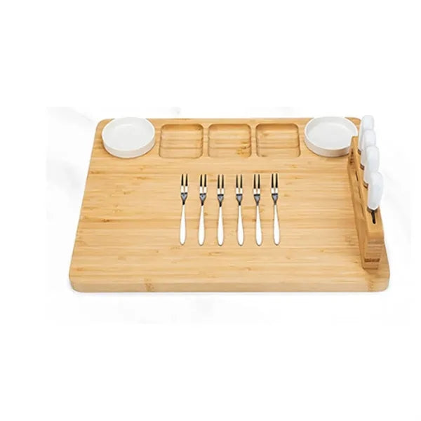 Large Charcuterie Bamboo Cheese Board Knife Set