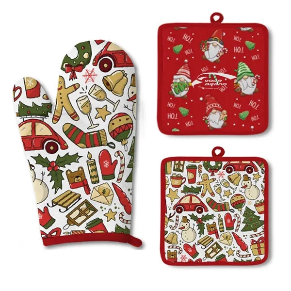 Christmas Heat Resistant Oven Mitts Suitable For Kitchen
