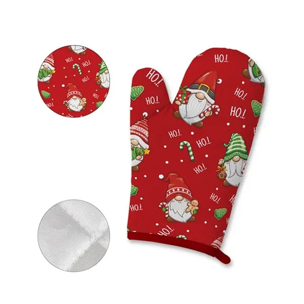 Christmas Heat Resistant Oven Mitts Suitable For Kitchen