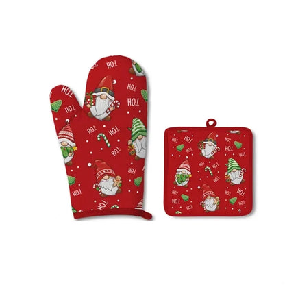 Christmas Heat Resistant Oven Mitts Suitable For Kitchen