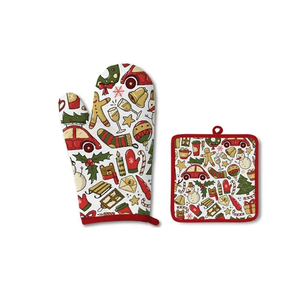 Christmas Heat Resistant Oven Mitts Suitable For Kitchen