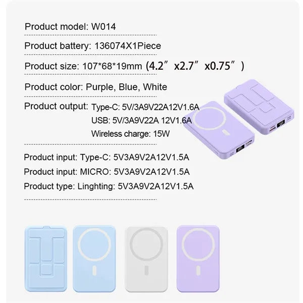 Magnetic Wireless Portable Charger 10000mAh Battery Pack