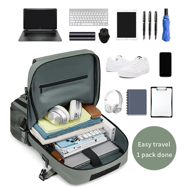 Carry-On Travel Backpack Duffel Bag With Shoe Compartment