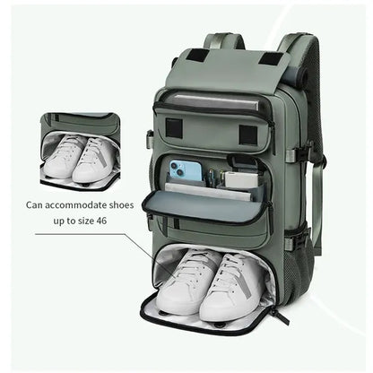 Carry-On Travel Backpack Duffel Bag With Shoe Compartment