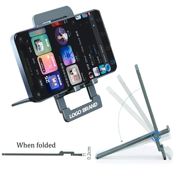 Foldable Thin Alloy Silver Laptop Phone Stand For Desk