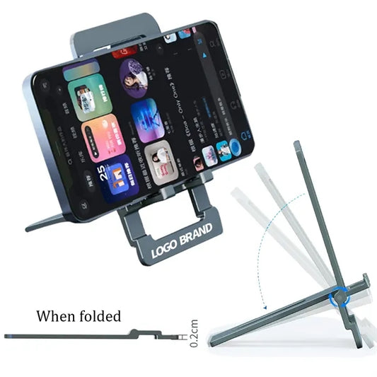 Foldable Thin Alloy Silver Laptop Phone Stand For Desk