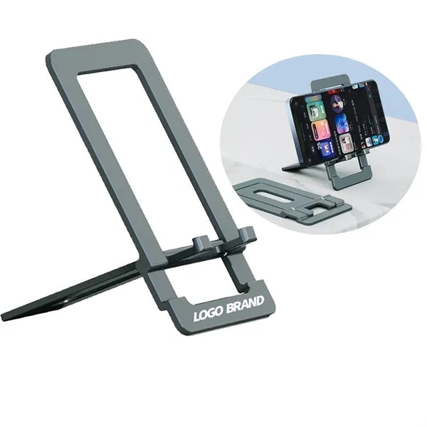 Foldable Thin Alloy Silver Laptop Phone Stand For Desk