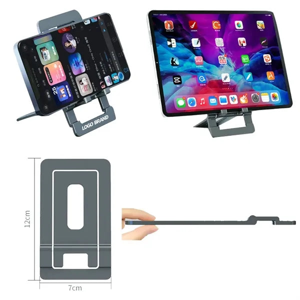 Foldable Thin Alloy Silver Laptop Phone Stand For Desk