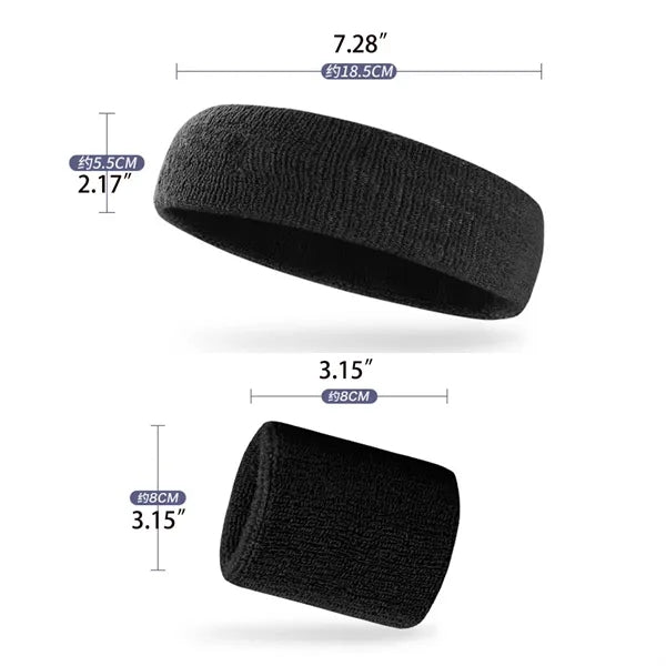 3-Piece Sports Sweatband Set Includes Headband/Wristband