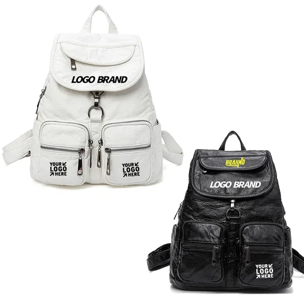 Printed PU Leather Women Lady Backpack Purse.