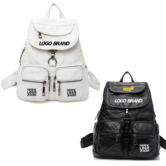 Printed PU Leather Women Lady Backpack Purse.