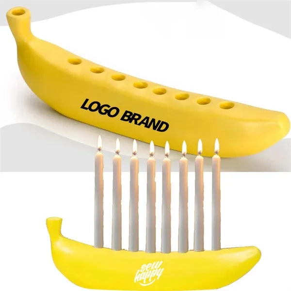 Fun Hanukkah Chanukah Banana Shaped Candle Holder