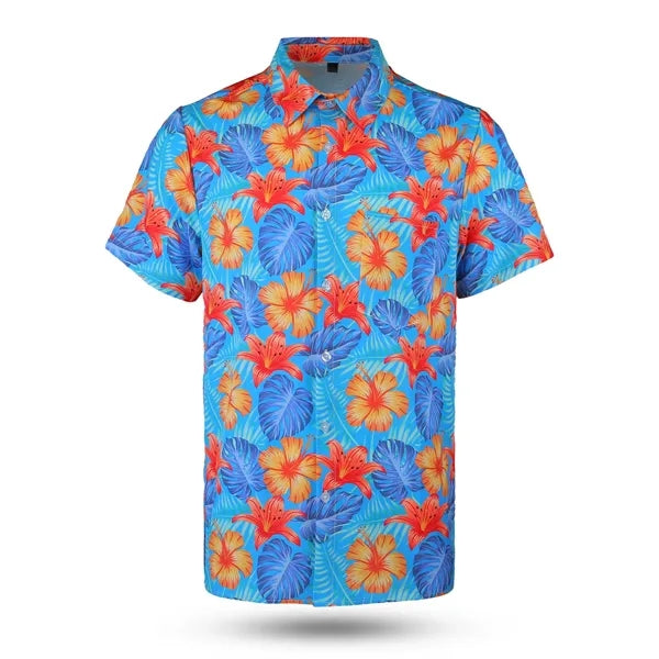MEN'S 135GSM CUSTOM SUBLIMATED HAWAIIAN SHIRT WITH POCKET