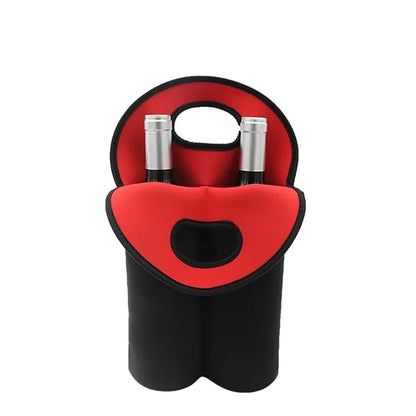Double Bottle Neoprene Wine Beer Carrier Tote Bag