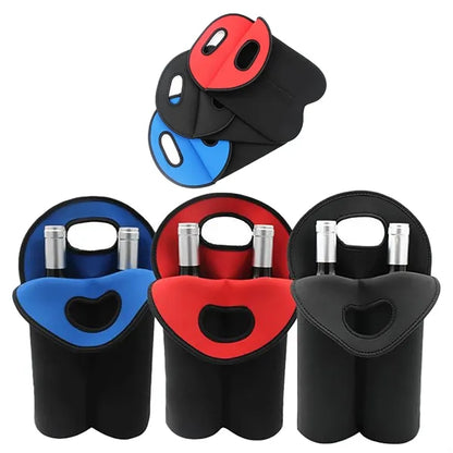 Double Bottle Neoprene Wine Beer Carrier Tote Bag