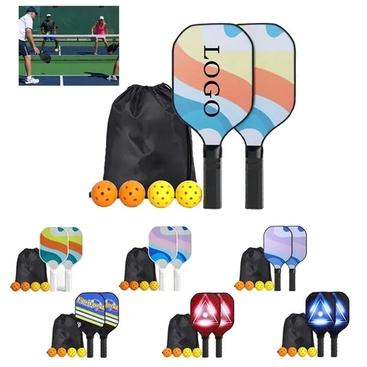 Full Plate Printing Wood Pickleball Set With Storage Bag