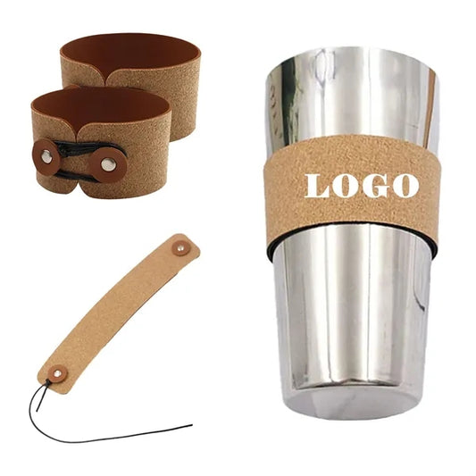 Cup Sleeve Adjustable Holder/ Foldable Leather Cover