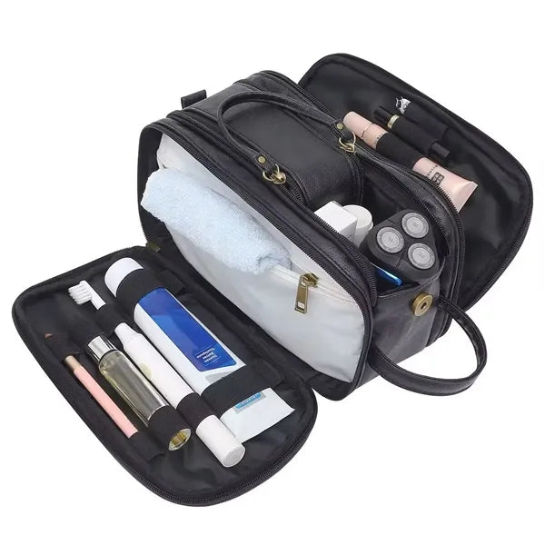Travel Shaving Dopp Kit PU Leather Toiletry Bag for Men