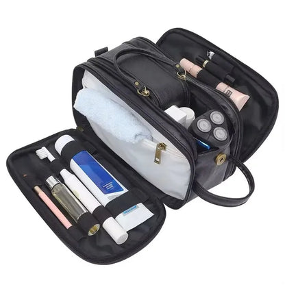 Travel Shaving Dopp Kit PU Leather Toiletry Bag for Men