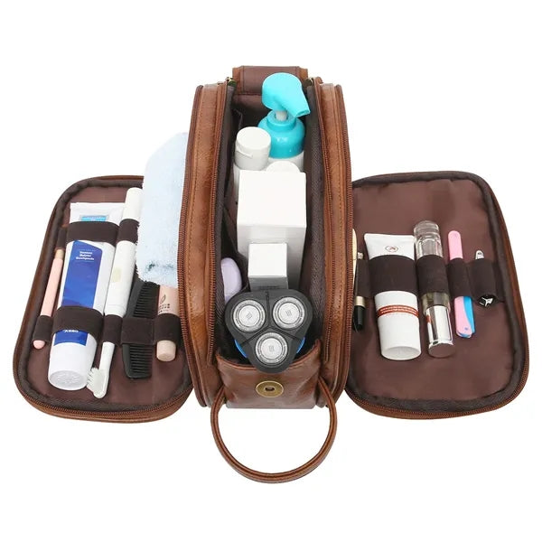 Travel Shaving Dopp Kit PU Leather Toiletry Bag for Men