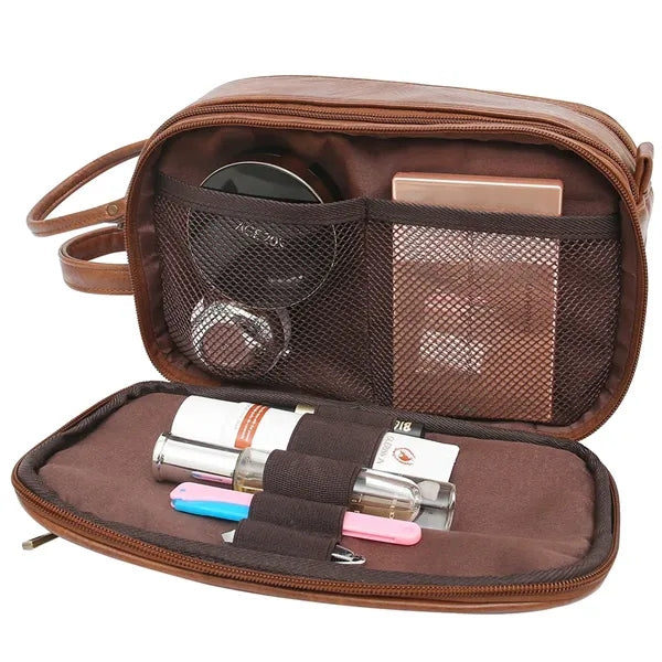 Travel Shaving Dopp Kit PU Leather Toiletry Bag for Men