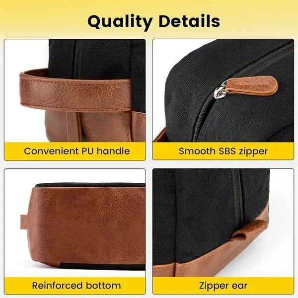 Travel Canvas Toiletry Bag Hanging Dopp Kit for Men