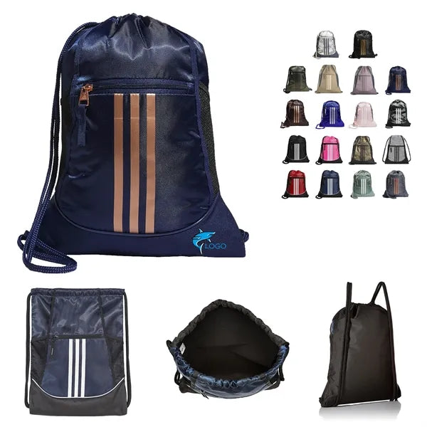 Waterproof Sports Drawstring Backpack w/Vertical Stripes