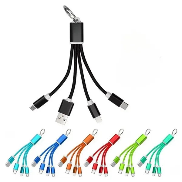Keychain Aluminum Alloy 3 In 1 Charging Cable