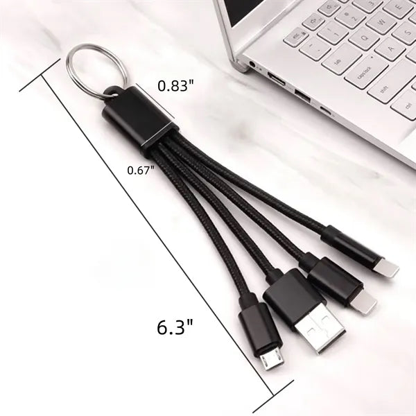 Keychain Aluminum Alloy 3 In 1 Charging Cable