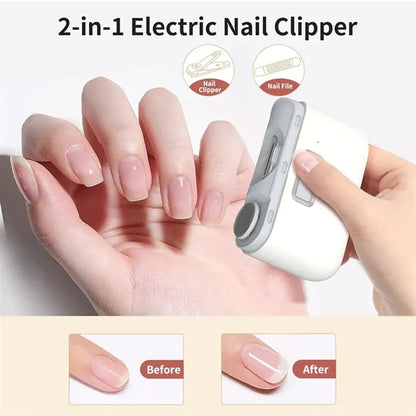 2 In 1 Electric Nail Clipper Cutter With Led Light